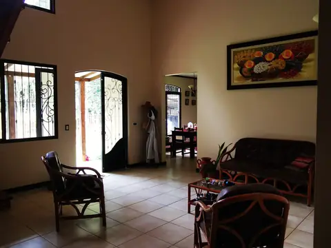 The hall with its high ceiling — Main house, Rio Ángel Bio-reserve