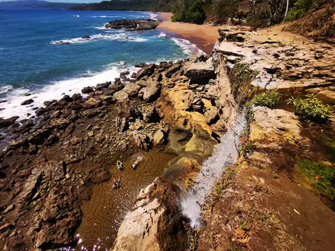 Rocks and beach from above — Beaches and ocean, Rio Ángel Bio-reserve